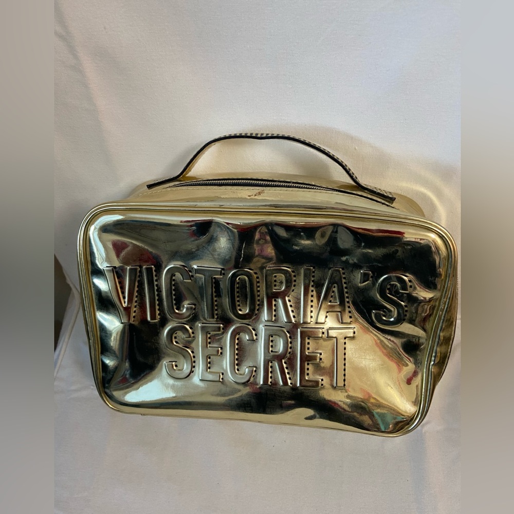 Victoria’s Secret Gold Mettalic Travel Toiletry Makeup Case